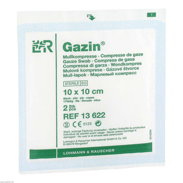 Gazin Mullkompresse steril 2 Stk. 8-fach 10 x 10 cm