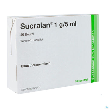Sucralan Orale Susp 1g/5ml Btl 20st 20 ST – Packungsbild