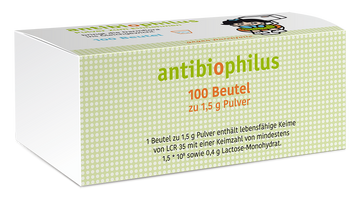Antibiophilus Pulver 100 ST – Packungsbild