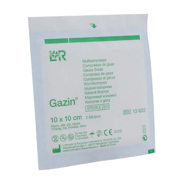 Gazin Mullkompresse steril 2 Stk. 8-fach 10 x 10 cm