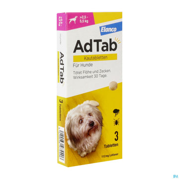 Adtab F Hunde Kautabl 112mg (2,5-5,5kg) 3st 3 ST – Packungsbild