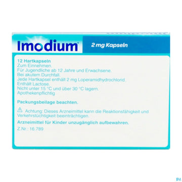 Imodium Kapseln 2mg 12st 12 ST – Packungsbild