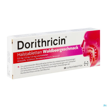 Dorithricin Halstabl Lutschtabl 0,5mg/1,0mg/1,5mg Waldbeergeschmack 20st 20 ST – Packungsbild