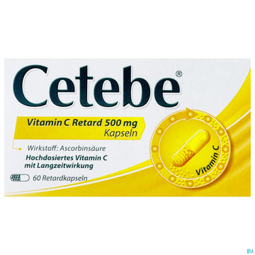 Cetebe Vitamin C -retard Kapseln 500mg 60st 60 ST – Packungsbild