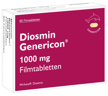 Diosmin Genericon® 1000 mg bei Venenleiden und Hämorrhoiden 60 ST – Packungsbild