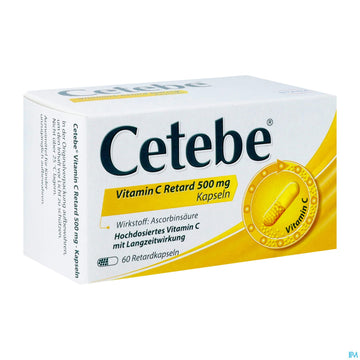 Cetebe Vitamin C -retard Kapseln 500mg 60st 60 ST – Packungsbild