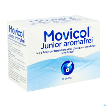 Movicol Pulver 6,9g Junior Aromafrei Stick 30st 30 ST – Packungsbild