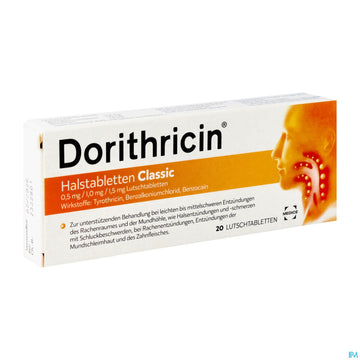 Dorithricin Halstabl Lutschtabl 0,5mg/1,0mg/1,5mg Classic 20st 20 ST – Packungsbild