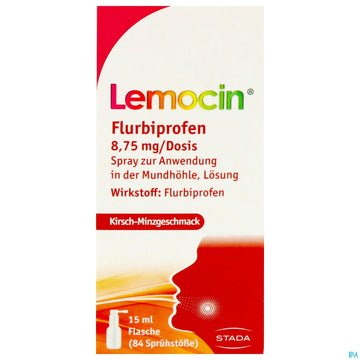 Lemocin Flurbiprofen Spray Z.anw.i.d.mundhoehle Lösung 8,75mg/dosis Kirsche/minze 15ml