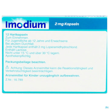 Imodium Kapseln 2mg 12st 12 ST – Packungsbild