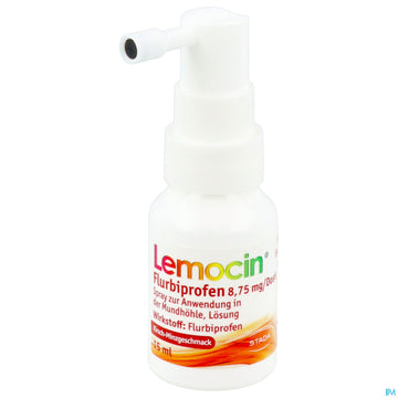 Lemocin Flurbiprofen Spray Z.anw.i.d.mundhoehle Lösung 8,75mg/dosis Kirsche/minze 15ml 15 ML – Packungsbild