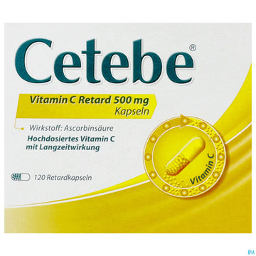 Cetebe Vitamin C -retard Kapseln 500mg 120st 120 ST – Packungsbild