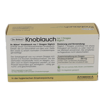 Dr. Böhm Knoblauch nur 1 Dragee täglich