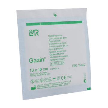 L_Gazin Mullkompresse steril 2 Stk. 8-fach 10 x 10 cm